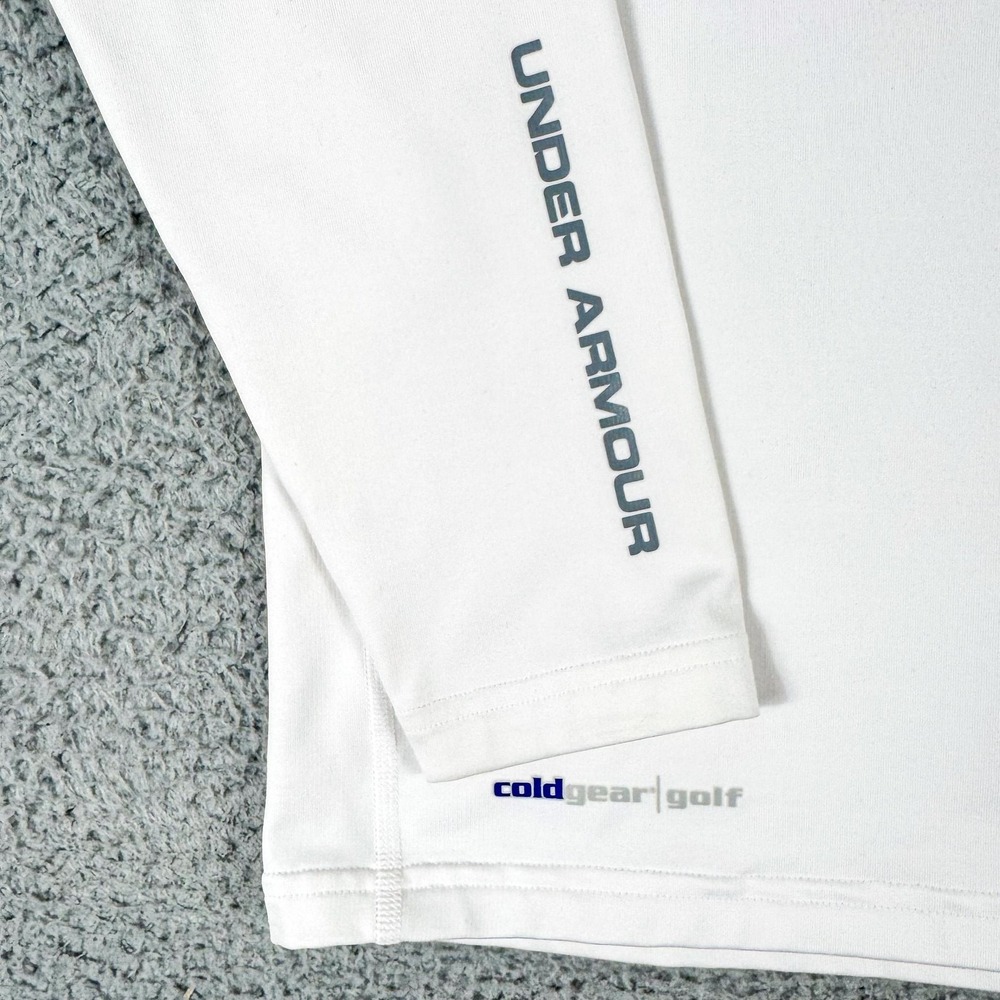 Under Armour ColdGear Golf Shirt Mens Medium White Mock‎ Neck Base Layer Outdoor - Picture 2 of 10
